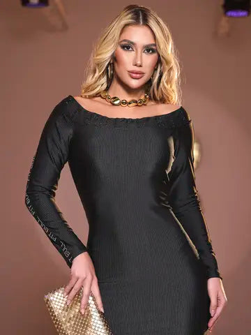 VESTIDO FEMININO OMBRO A OMBRO CURTO E ELEGANTE PIT BULL JEANS FASHION Ref: 85751