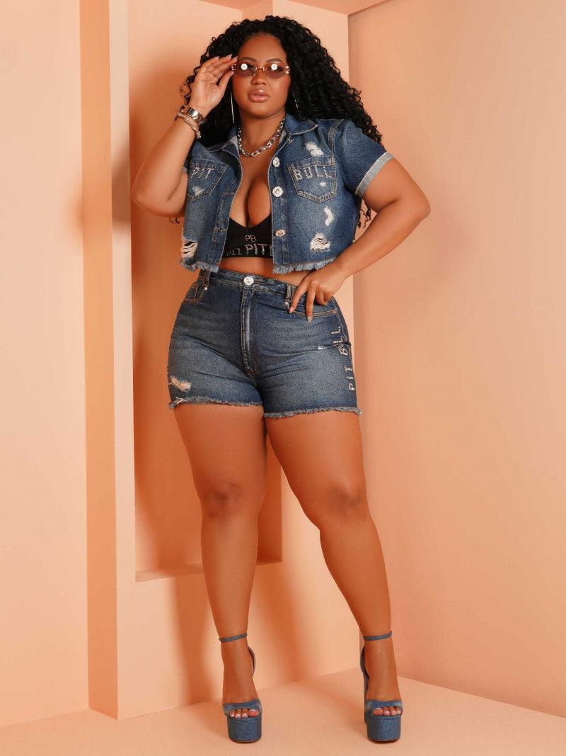 Cropped Camisa Jeans Pit Bull Jeans Ref   68599