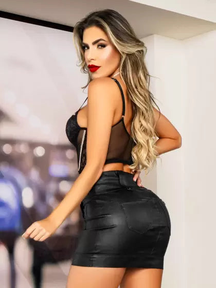 Minissaia Preta Empina Bumbum Lançamento Pit Bull Ref 65331