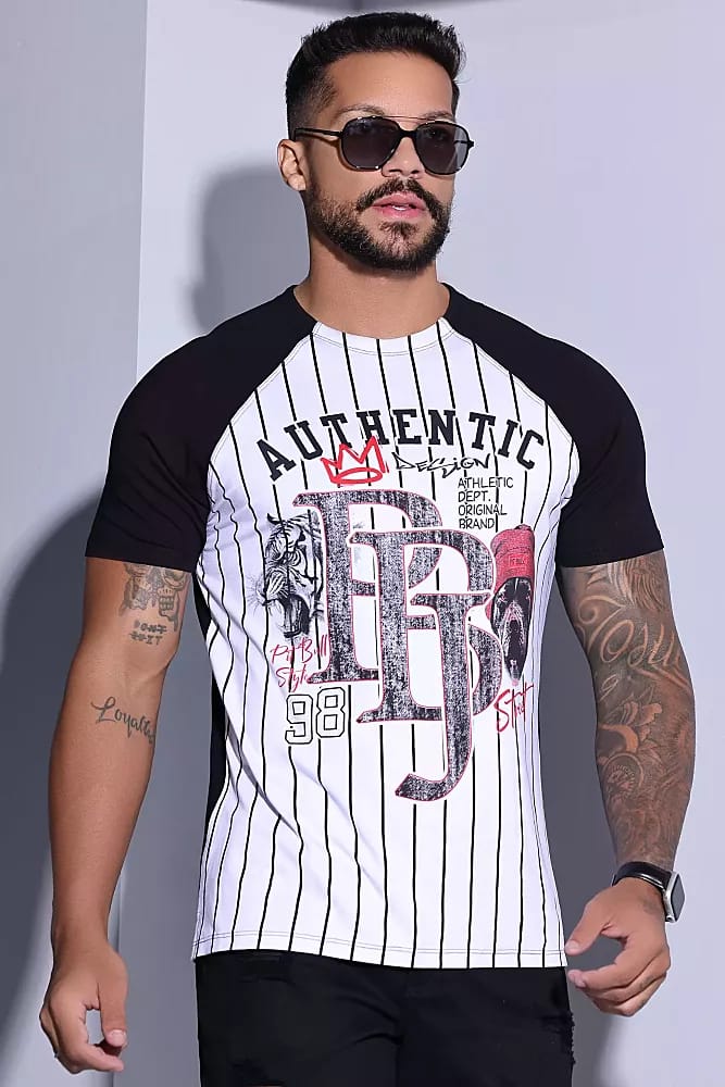 CAMISETA MASCULINA GOLA O PIT BULL JEANS REF 83283