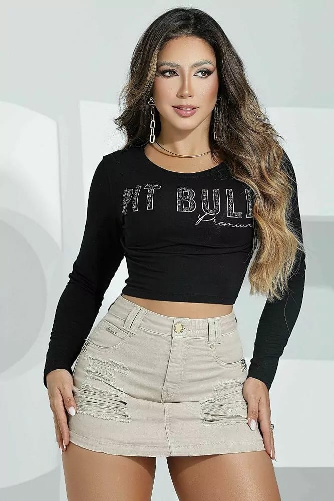 CROPPED MANGA LONGA PIT BULL JEANS REF 83309