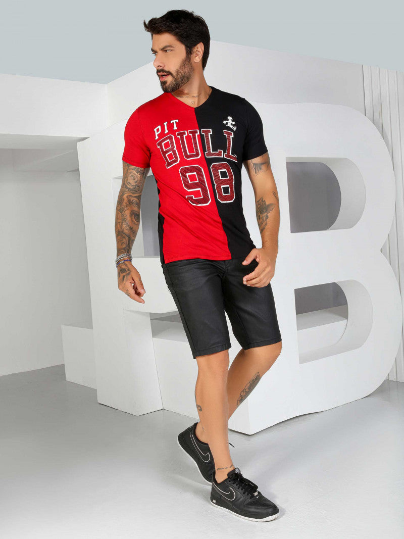 CAMISETA MASCULINA GOLA V PIT BULL JEANS  REF 81240