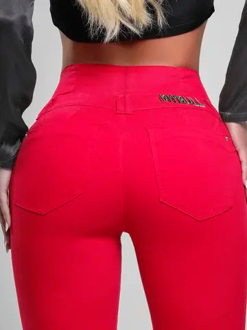 Calça Cintura Perfeita Vermelha Elegante e Modeladora Pit Bull Jeans Ref: 87752