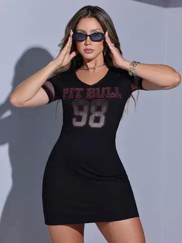 VESTIDO CURTO FEMININO PIT BULL ESTILO ESPORTIVO STREETWEAR CASUAL Ref: 84249