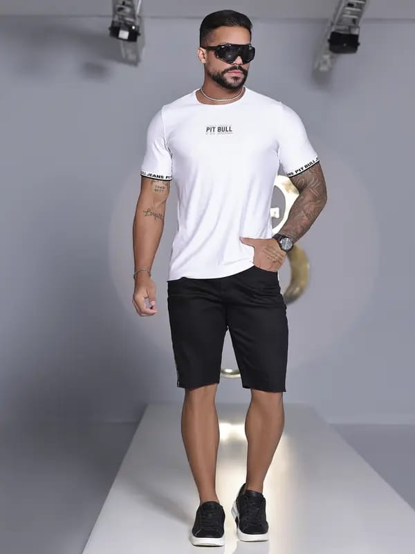 CAMISETA MASCULINA BRANCA PERSONALIZADA PIT BULL JEANS 85872