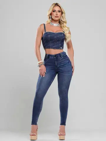 Calça Hot Pants Cintura Alta Modeladora com Lavado Escuro Pit Bull Jeans Ref: 87700