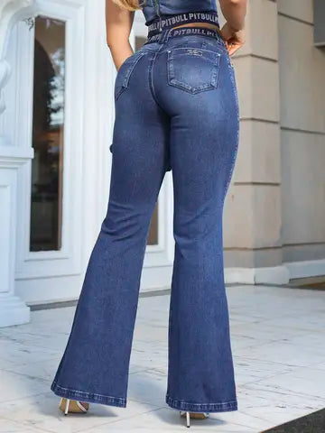 Calça Flare Modeladora e Sofisticada com Cós Personalizado Pit Bull Jeans Ref: 88087