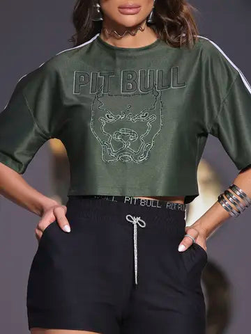 T-SHIRT CROPPED OVERSIZED  PIT BULL JEANS    REF:85340
