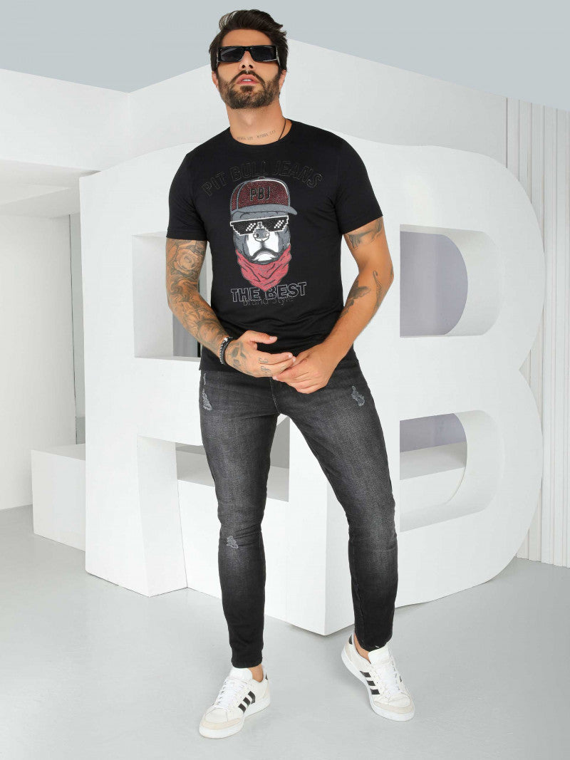 CAMISETA MASCULINA PIT BULL JEANS REF 81241