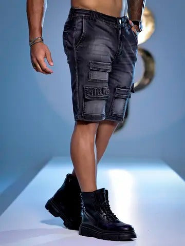 BERMUDA CARGO PIT BULL JEANS COM LAVADO ESCURO Ref: 84634