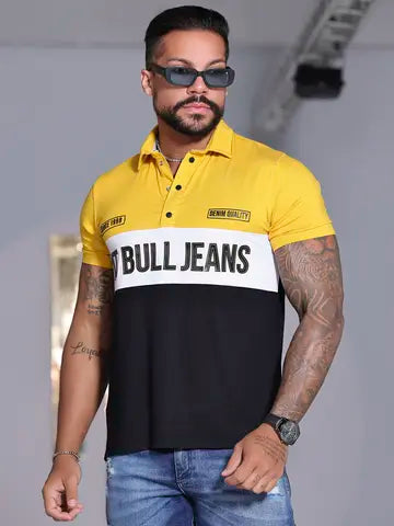 POLO MASCULINA SLIM COM ESTAMPA PIT BULL JEANS Ref: 84594