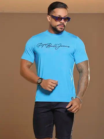 CAMISETA GOLA O CASUAL E SOFISTICADA COM RELEVO PIT BULL JEANS Ref: 86092