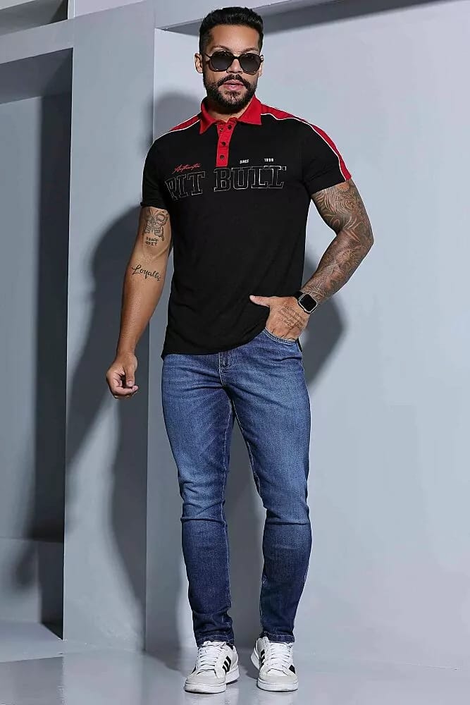 CAMISA POLO MASCULINA SOFISTICADA PIT BULL JEANS  Ref: 83952