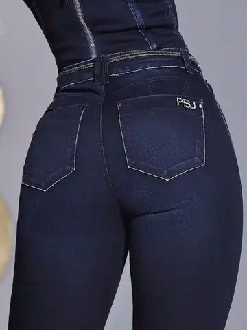 CALÇA FLARE MODELADORA ELEGANTE PIT BULL JEANS COM CINTO E FENDA LATERAL Ref: 86885