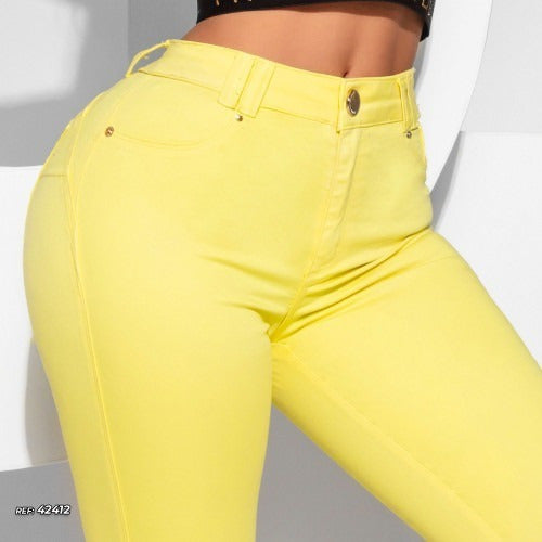 Calça Skinny Hot Pants Amarela Pit Bull Jeans Ref 42412