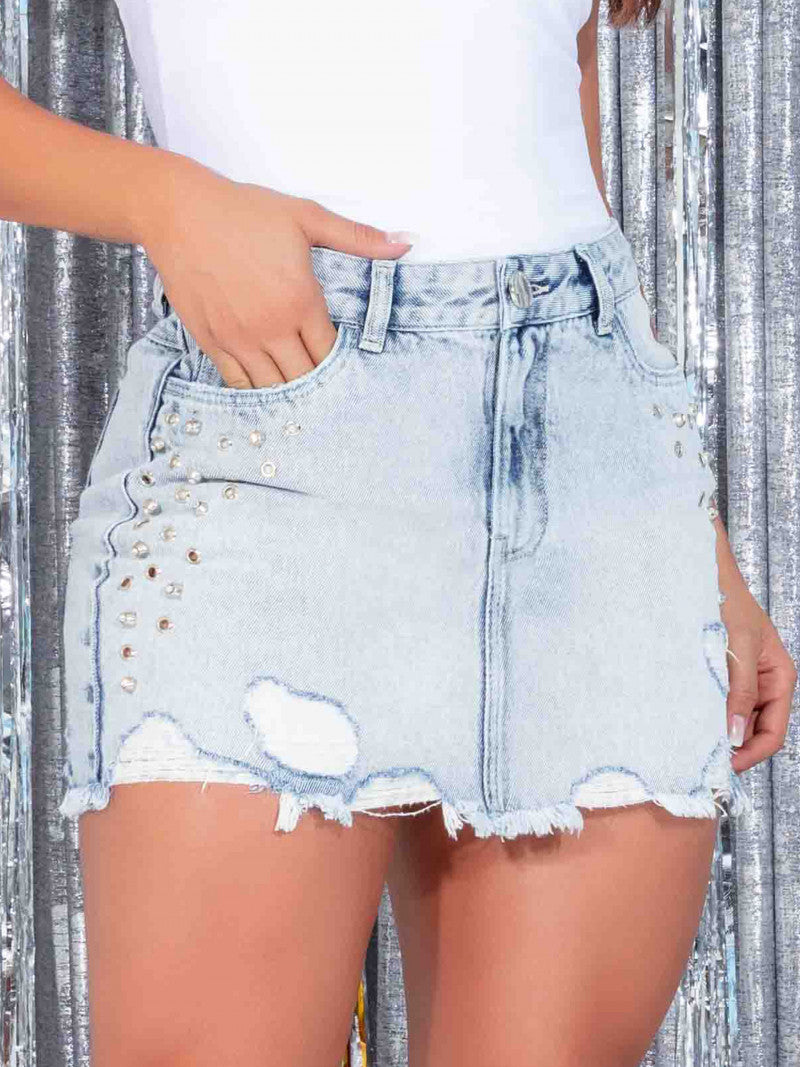 Mini saia Jeans Destroyed Pit Bull Jeans Original Ref 59836