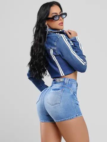 Short Hot Pants Cintura Alta Pit Bull Jeans Casual e Refinado Ref: 87649