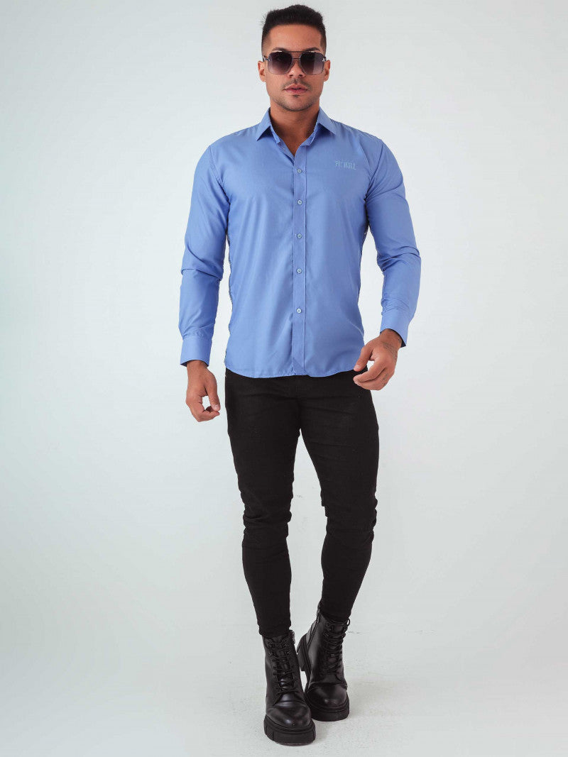 Camisa Masculina Slim Manga Longa Ref 80963