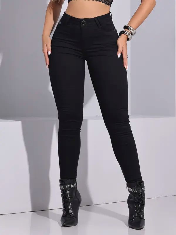CALÇA FEMININA CINTURA ALTA QUE NÃO DESBOTA COM TECNOLOGIA MODELADORA Ref: 87532