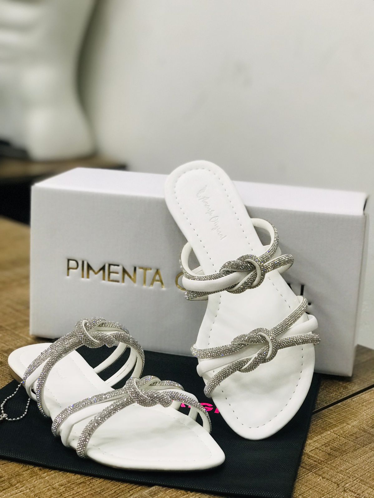 RASTEIRINHA C/ 2 TIRAS DE MEIA CANA E NÓ DE STRASS  REF:8114