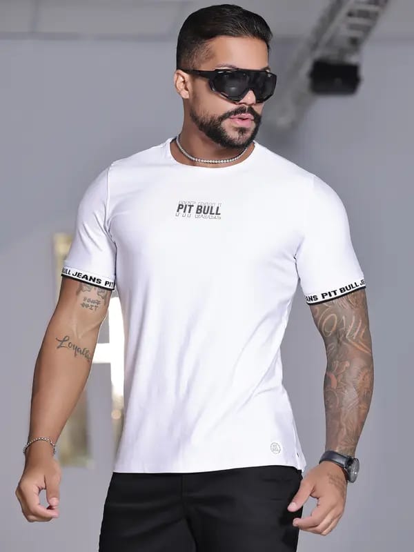 CAMISETA MASCULINA BRANCA PERSONALIZADA PIT BULL JEANS 85872