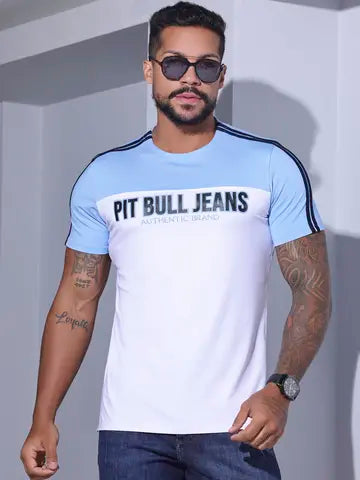 CAMISETA GOLA O PIT BULL JEANS LOGOMANIA COM RELEVO E MODELAGEM SLIM Ref: 84603