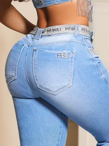 Calça Flare Pit Bull Jeans Sofisticada e Elegante com Cinto Personalizado Ref: 88096