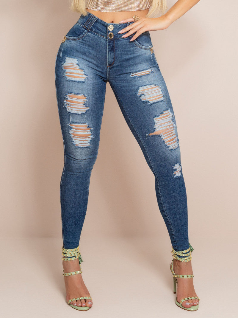 Calça Jeans Skinny Destroyed Pit Bull Original ref 65945