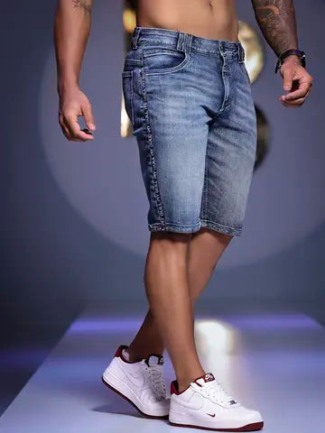 BERMUDA MASCULINA COM ELÁSTICO LATERAL E LAVAGEM ESPECIAL PIT BULL JEANS Ref: 86886
