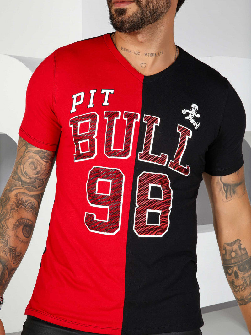 CAMISETA MASCULINA GOLA V PIT BULL JEANS  REF 81240