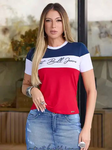 T SHIRT MANGA CURTA CASUAL E SOFISTICADA COM LOGOMANIA PIT BULL JEANS Ref: 86596
