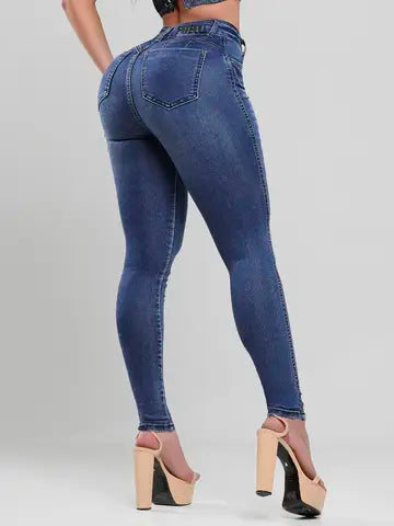 Calça Hot Pants Cintura Alta Modeladora com Lavado Escuro Pit Bull Jeans Ref: 87700