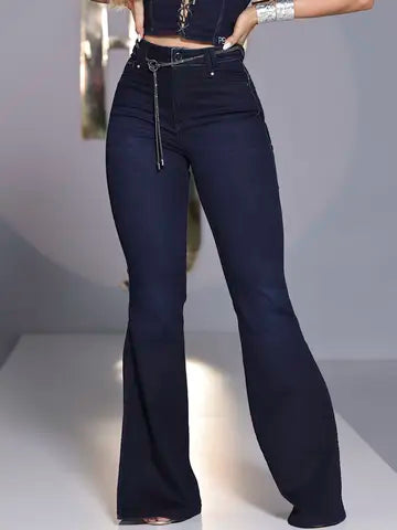 CALÇA FLARE MODELADORA ELEGANTE PIT BULL JEANS COM CINTO E FENDA LATERAL Ref: 86885