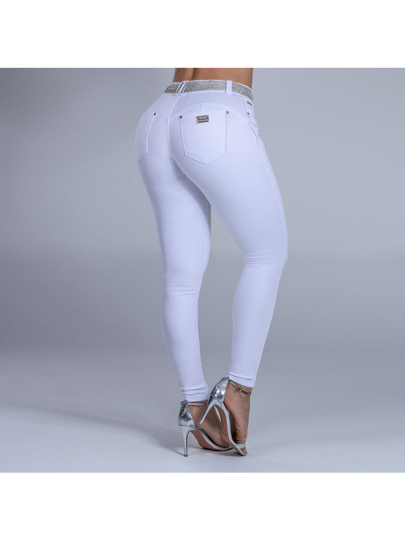 CALÇA JEANS BRANCA COM CINTO PIT BULL ORIGINAL REF 33516