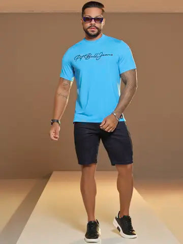 CAMISETA GOLA O CASUAL E SOFISTICADA COM RELEVO PIT BULL JEANS Ref: 86092