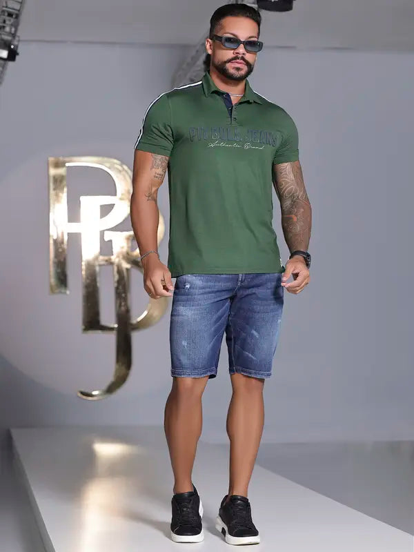 BERMUDA MASCULINA ESTILO DESTROYED COM ELÁSTICO NO CÓS PIT BULL JEANS Ref: 84623