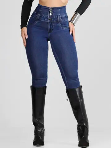 Calça Cintura Perfeita com Lavado Escuro e Empina Bumbum Pit Bull Jeans Ref: 87690