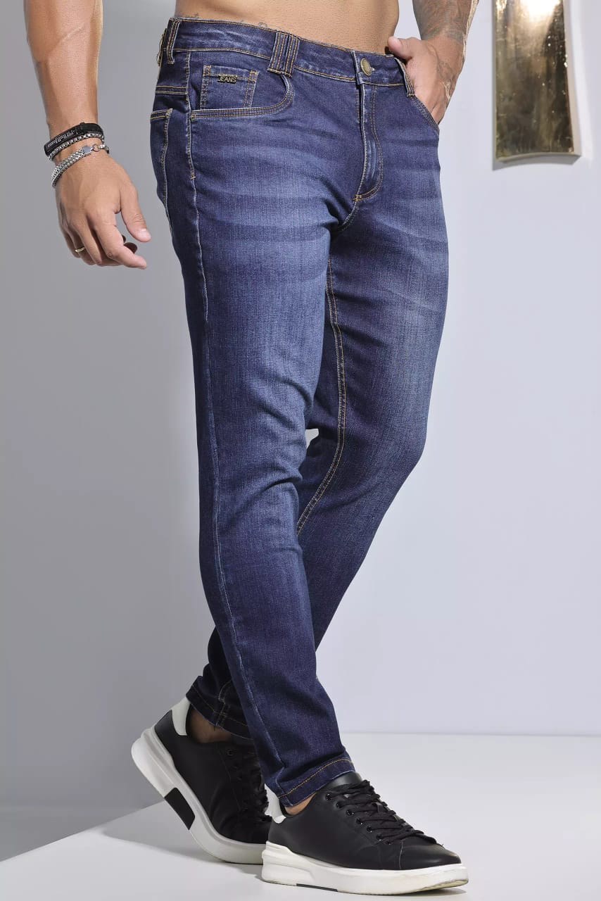 CALÇA MASCULINA LAVADO ESCURO E CONFORTÁVEL PIT BULL JEANS Ref: 82857