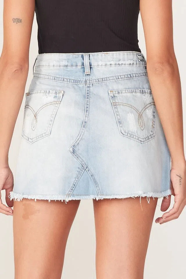 Saia Onbongo Mini Jeans com Puído Ref B492A