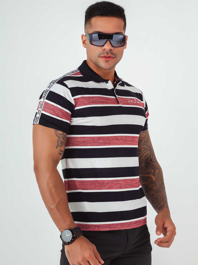 Camisa Gola Polo Masculina Listrada Pit Bull Jeans   Ref 80890