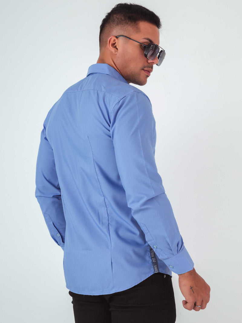 Camisa Masculina Slim Manga Longa Ref 80963