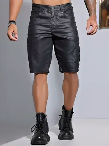 BERMUDA MASCULINA PRETA PIT BULL JEANS ESTILO SARJA COM BORDADO Ref: 86478