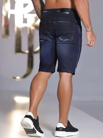 BERMUDA MASCULINA COM DETALHE NA ESCRITA A LASER PIT BULL JEANS Ref: 86730