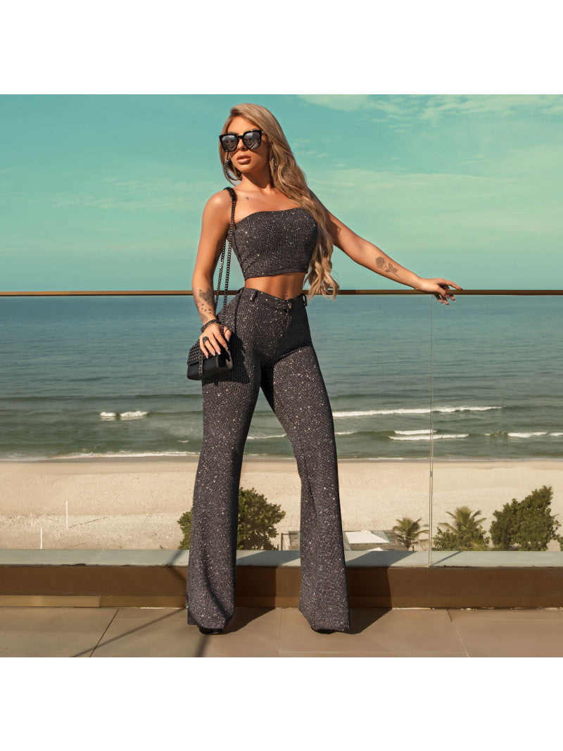 CALÇA FLARE DE BRILHO PIT BULL Ref 33746