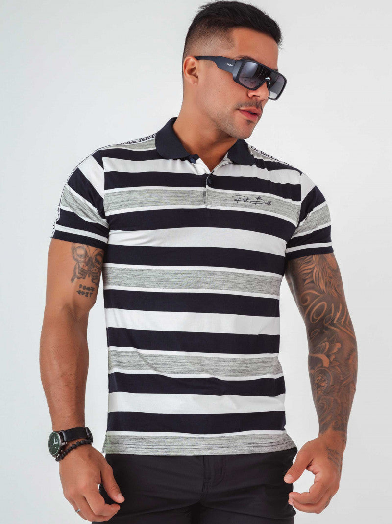Camisa Gola Polo Masculina Listrada Pit Bull Jeans   Ref 80890