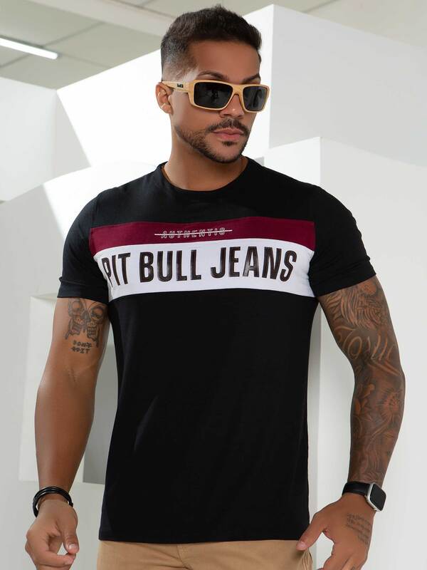 CAMISETA MASCULINA PIT BULL JEANS REF 81994