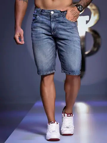 BERMUDA MASCULINA COM ELÁSTICO LATERAL E LAVAGEM ESPECIAL PIT BULL JEANS Ref: 86886