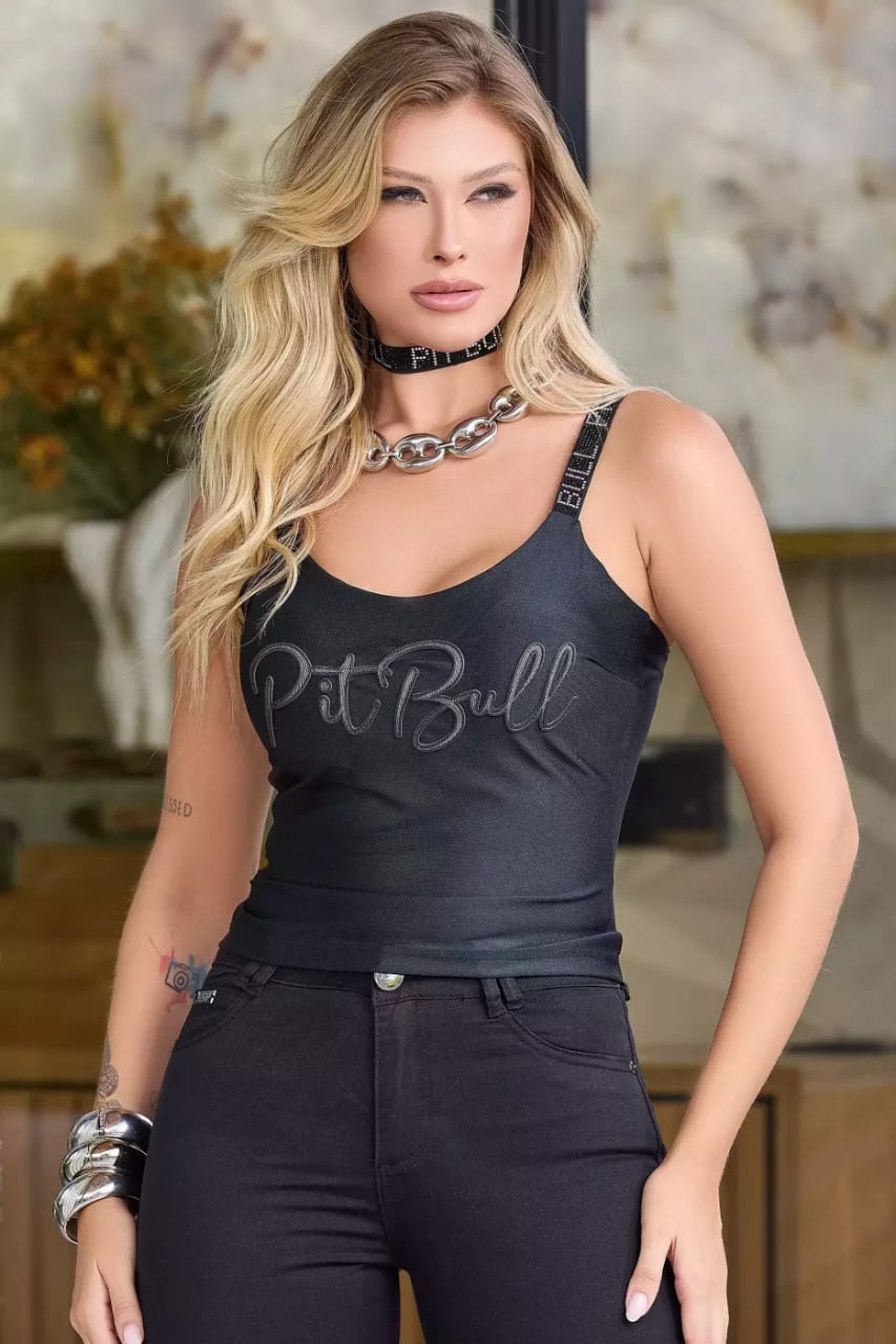 BLUSA SEXY ELEGANTE E MODERNA COM ALÇAS PERSONALIZADAS PIT BULL JEANS Ref: 86565