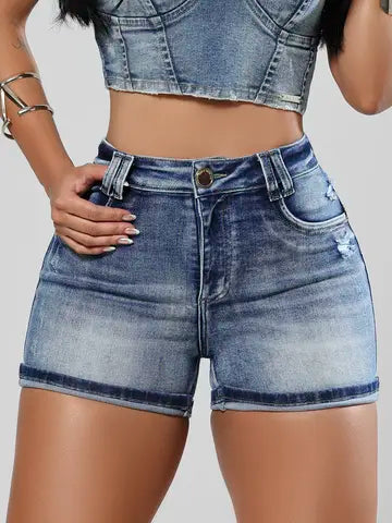 Short Hot Pants Cintura Alta Pit Bull Jeans Modelador e Sofisticado Ref: 87654
