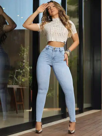 CALÇA HOT PANTS CINTURA ALTA MODELADORA PIT BULL JEANS 87241